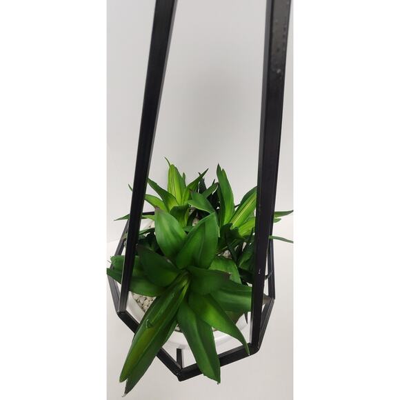 2pc Decorative Geometric Diamond-Shaped Metal Frame Artificial Indoor Plants - Picture 6 of 16